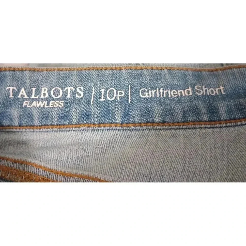 Talbots Flawless Denim Jean Girlfriend Shorts Blue Light Wash Cuff Sz 10 Petite - Picture 3 of 5
